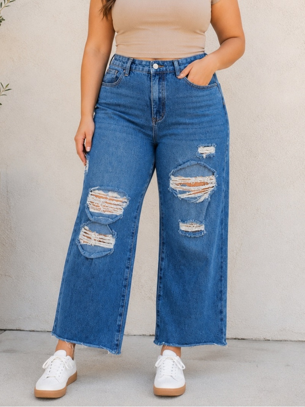 Cider Wide Leg Jeans Distressed XL
